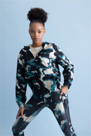 DeFactoFit Loose Fit Camouflage Patterned Sports Sweatshirt