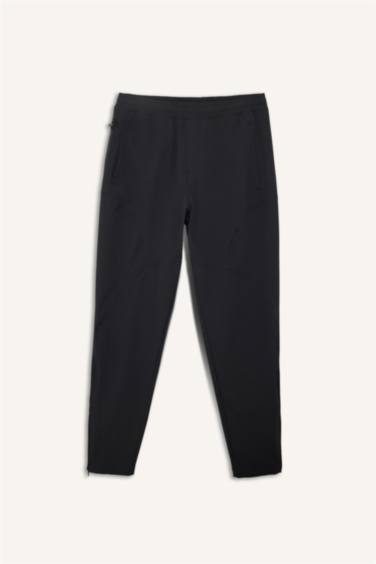 Slim Fit Dar Kesim Çift Cepli Fermuarlı Paça Dokuma Jogger