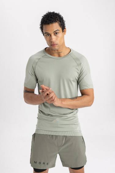 T-Shirt Slim à Manches Courtes Col Rond DeFactofit