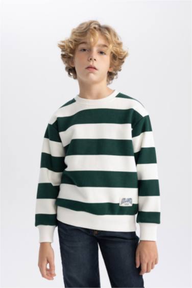 سويت شيرت مخطط اولادي قصة عادية قماش سميك