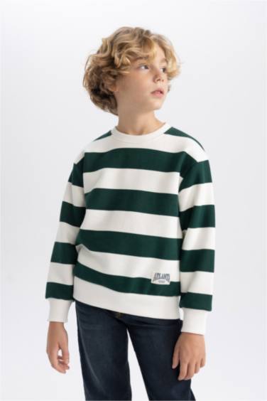 سويت شيرت مخطط اولادي قصة عادية قماش سميك