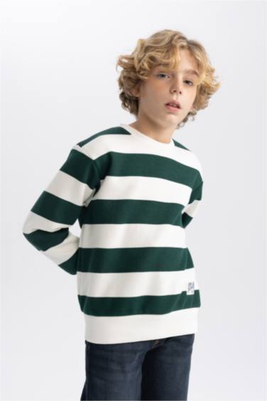 سويت شيرت مخطط اولادي قصة عادية قماش سميك