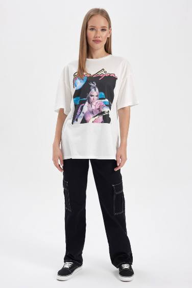 Футболка з коротким рукавом оверсайз з принтом для жінок