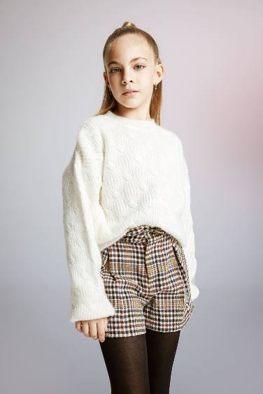 Girl Crew Neck Knitted Pullover