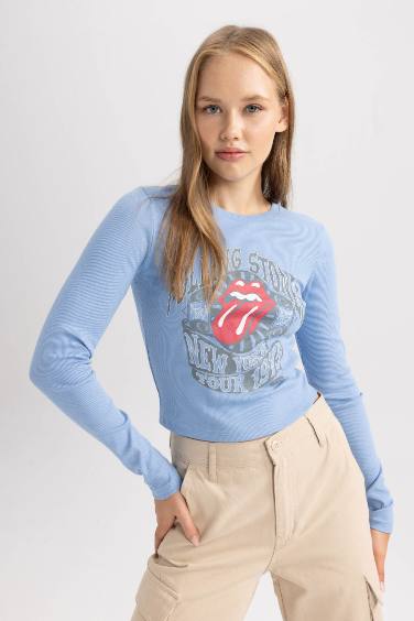 Coool Rolling Stones Fitted Fitilli Kaşkorse Uzun Kollu Tişört