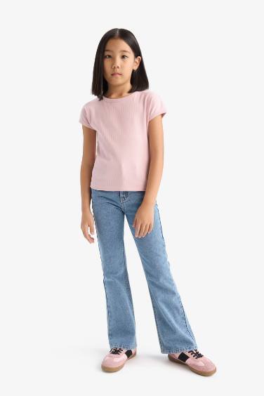 تيشيرت بناتي نص ردن مضلع بيزك سليم فيت بياخة مستديرة