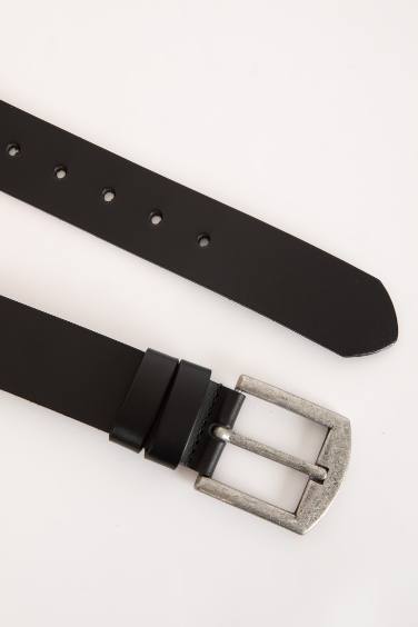 حزام رجالي جلد بمشبك مستطيل