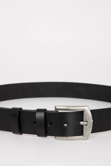 حزام رجالي جلد بمشبك مستطيل