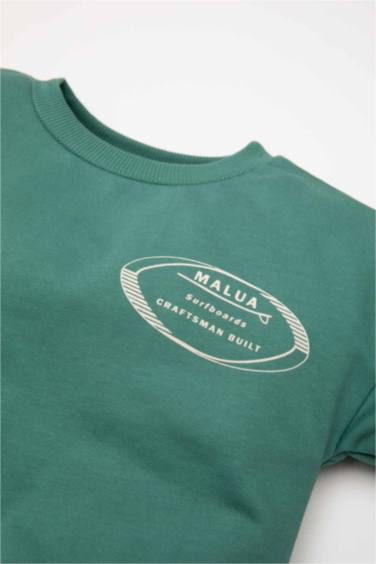 Ensemble de Sweat-shirt à col rond imprimé et Jogging à taille élastique de Bébé Garçon