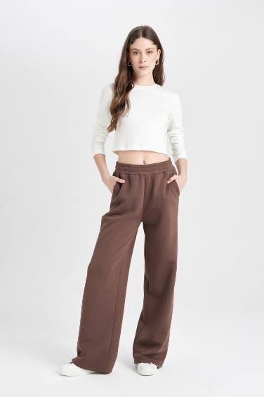 Wide Leg Elastic Waist Pocketed Basic Sweatpants