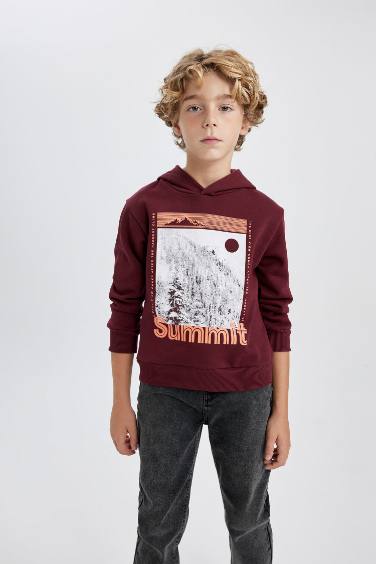 Boy Regular Fit Hooded Thick Sweatshirt Fabric Sweatshirt