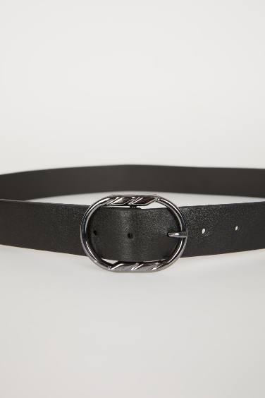 Классический ремень с овальной пряжкой из искусственной кожи