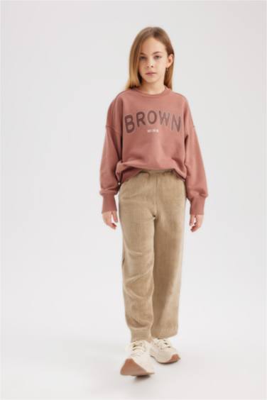 بنطلون سويت بانتس بناتي وايد ليج قطيفة