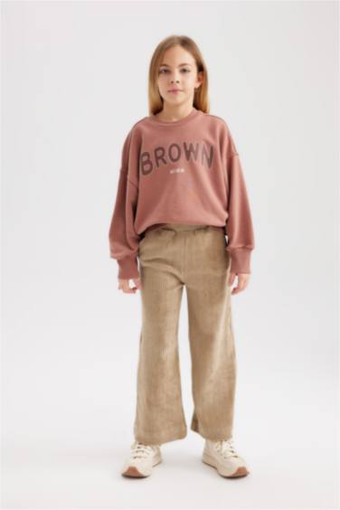 بنطلون سويت بانتس بناتي وايد ليج قطيفة