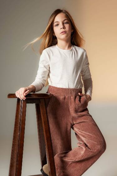 بنطلون سويت بانتس بناتي وايد ليج قطيفة