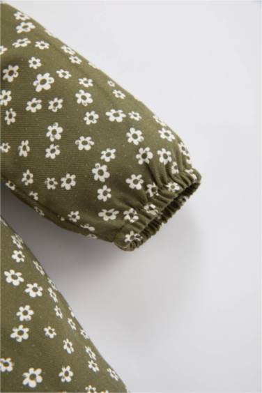 فستان فلورال بيبي بناتي تويل قصة عادية كم طويل بياقة بالدانتيل