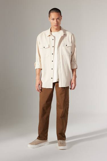 Baggy Fit Regular Hem Gabardine Trousers