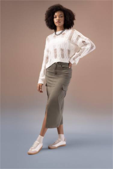 Crew Neck Openwork Pullover