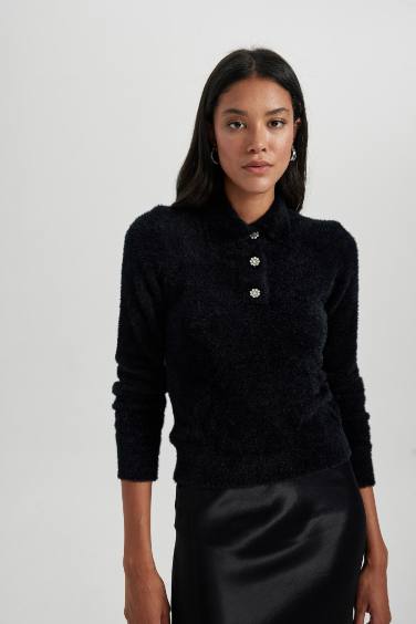 Regular Fit Polo Neck Pullover