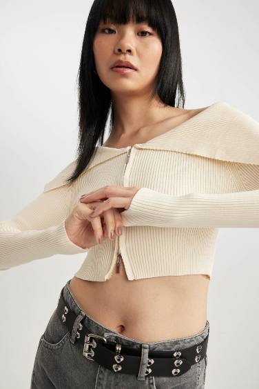 Slim Fit Strapless Knitwear Cardigan