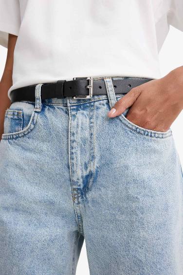 Kadın Suni Deri Jean Kemeri