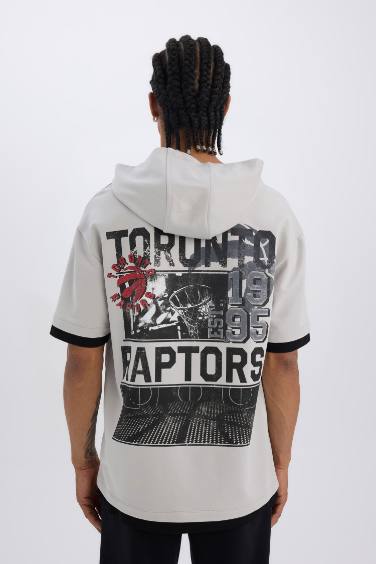 DeFactoFit NBA Toronto Raptors Oversize Fit Hooded T-Shirt