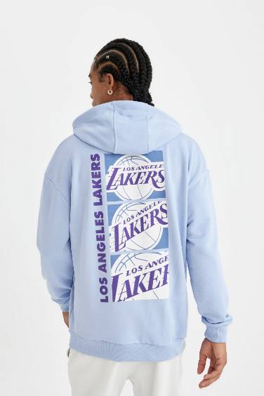 DeFactoFit NBA Los Angeles Lakers Comfort Fit Kapüşonlu Sweatshirt