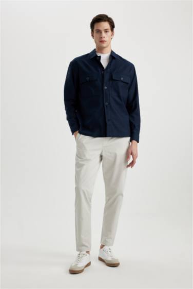 Relax Fit Polo Yaka Cep Detaylı Gömlek Ceket