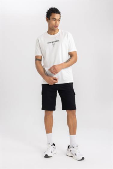 تيشيرت نص كم قصة عادية برقبة مستديرة من ميلووكي باكس DeFactoFit