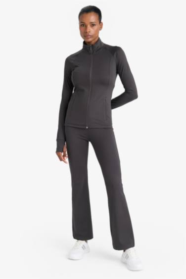 DeFactoFit Fitted Stand Collar Zippered Sports Cardigan