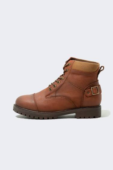 Men High Sole Faux Leather Boots