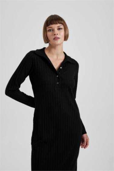 Bodycon Polo Collar Camisole Midi Dress