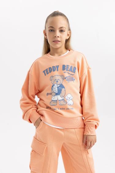 Girl Printed Crew Neck Thick Sweatshirt