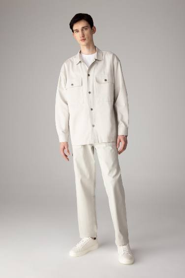 Брюки прямого кроя из габардина