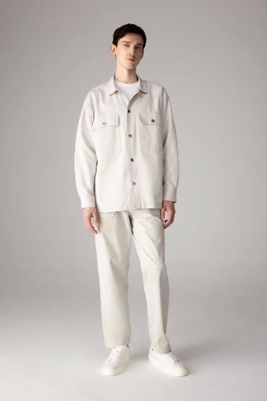 Брюки прямого кроя из габардина