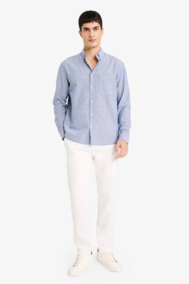 بنطرون صيفي سادة جوجر فيت برجل ضيق وجيب