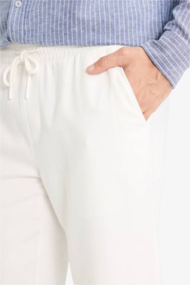 بنطرون صيفي سادة جوجر فيت برجل ضيق وجيب