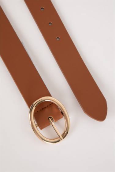 Kadın Oval Toka Suni Deri Jean Kemeri