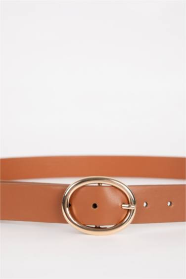 Kadın Oval Toka Suni Deri Jean Kemeri