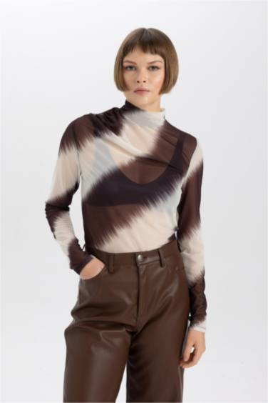 تيشيرت تول ردن طويل سليم فيت بياخة مستديرة