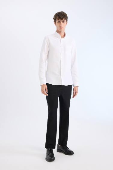 %100 Pamuk Yazlık Jogger Pantolon Regular Fit Normal Kesim Keten Görünümlü Düz Paça Cepli