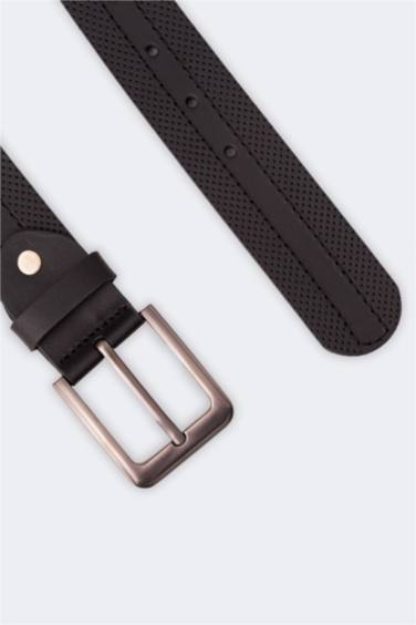 حزام رجالي جلد بمشبك مستطيل