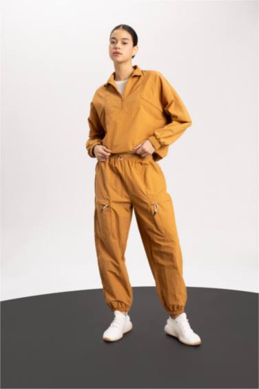 DeFactoFit Oversize Fit Stand Collar Woven Cardigan