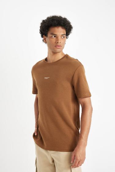 Regular Fit Crew Neck Printed Short Sleeve Heavy Fabric T-Shirt