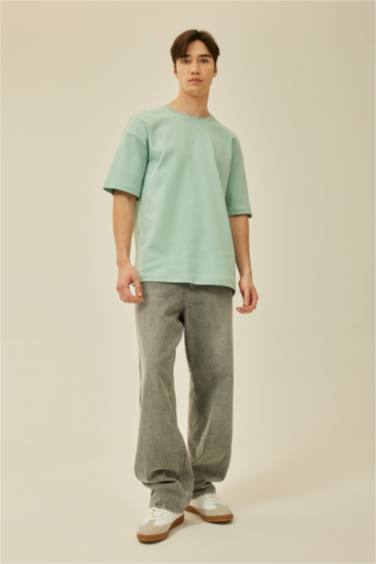 Comfort Regular Fit Crew Neck Printed Heavy Fabric T-Shirt