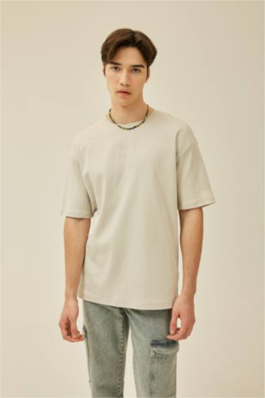 Comfort Regular Fit Crew Neck Printed Heavy Fabric T-Shirt