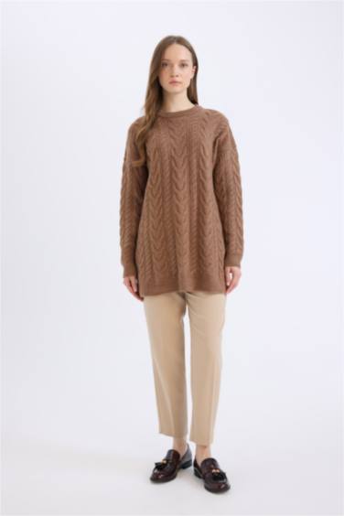 Regular Fit Patterned Knitted Pullover Tunic