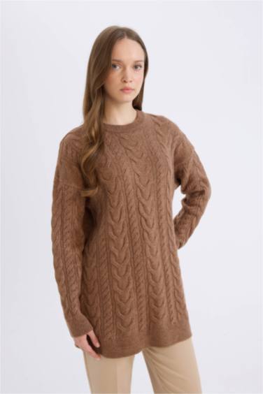 Regular Fit Patterned Knitted Pullover Tunic