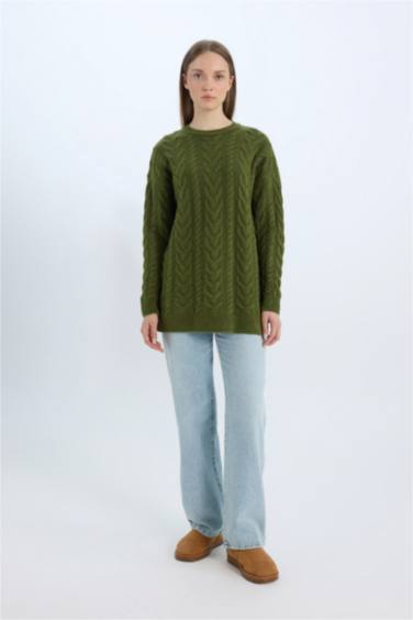 Regular Fit Patterned Knitted Pullover Tunic