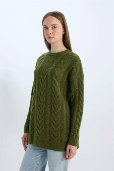 Regular Fit Patterned Knitted Pullover Tunic